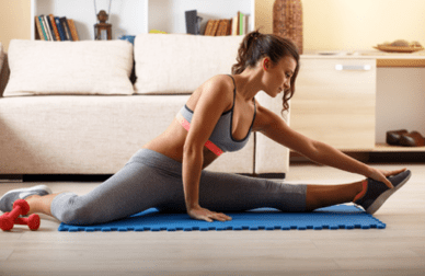 He exercises at home